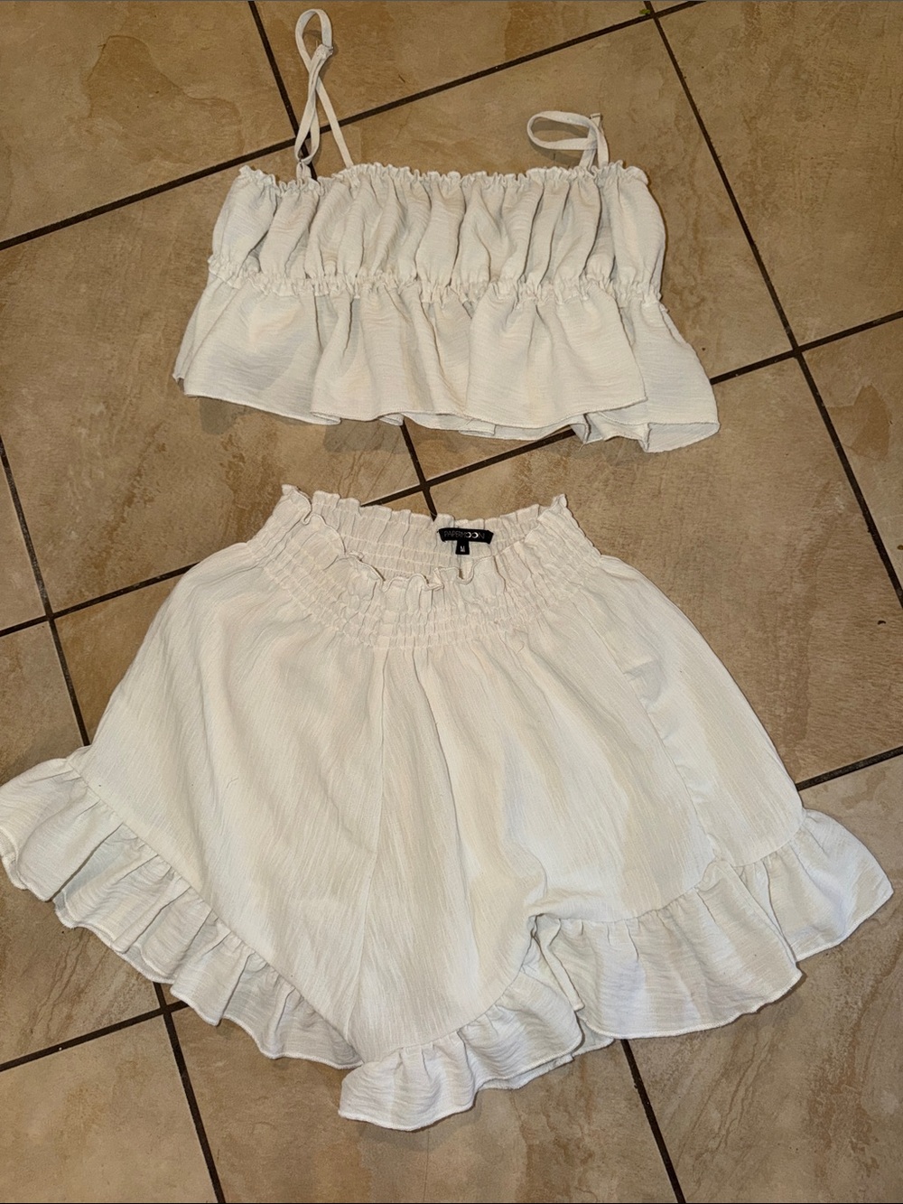 Papermoon White Smocked Ruffle Skater Skirt Set